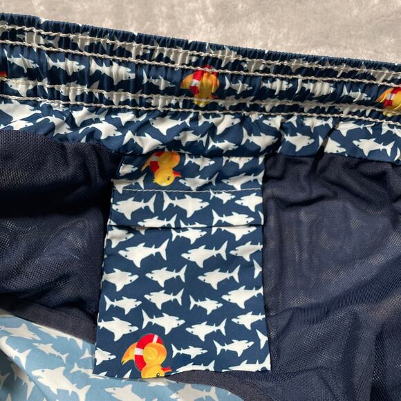 MC2 St Barth Swim Trunks Mens XXL Blue AOP Fish Rubber Duck Mesh Lined Beach - Picture 4 of 11